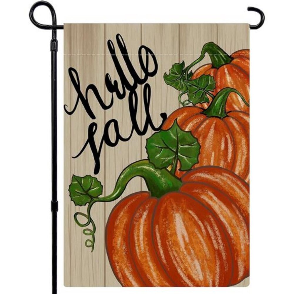 Fall Garden Flag 12x18 Inch Double Sided, Happy Fall Pumpkin Yard Flag Small